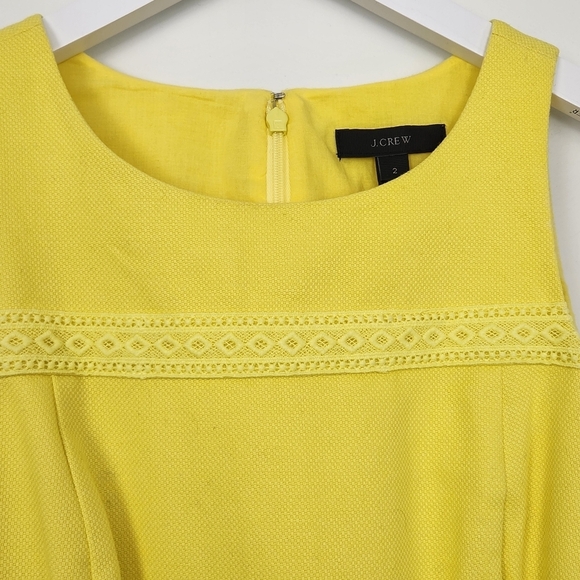 J. Crew Yellow Cotton Pique Fit & Flare Sleeveless Dress Size 2 - Picture 7 of 13